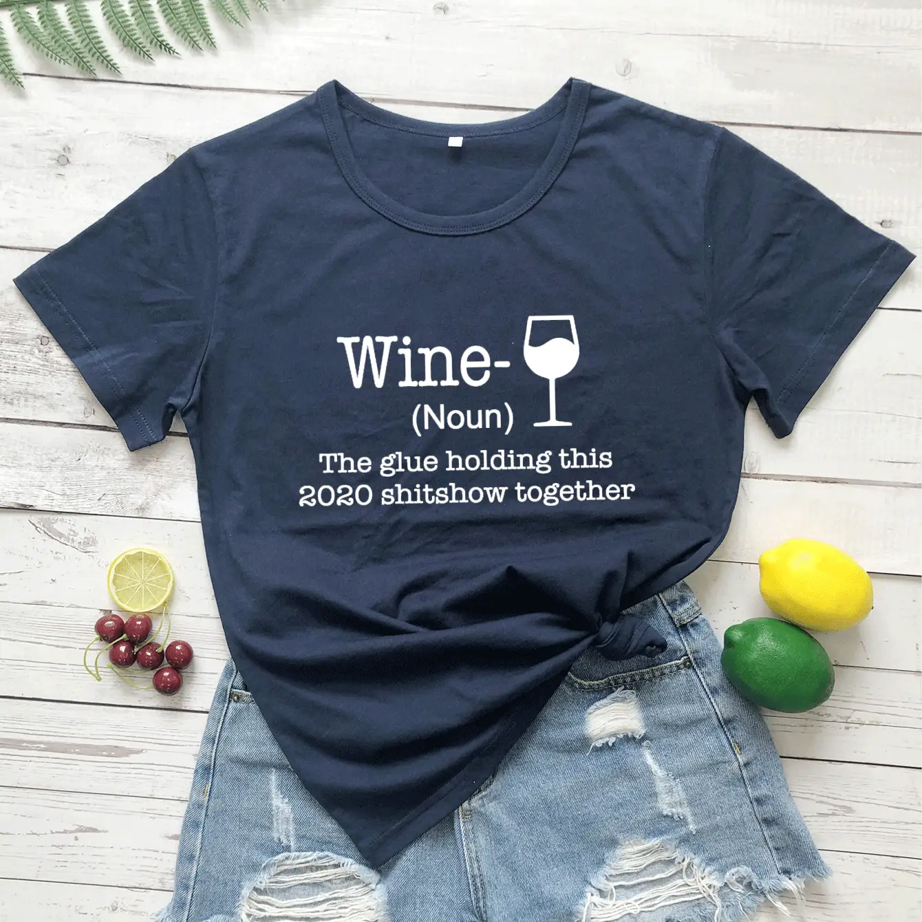 Wine Noun Short Sleeve T-Shirt with Glue Design - Image 8