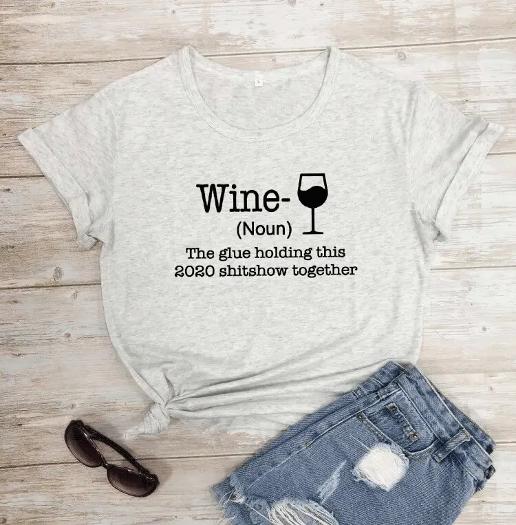 Wine Noun Short Sleeve T-Shirt with Glue Design - Image 9
