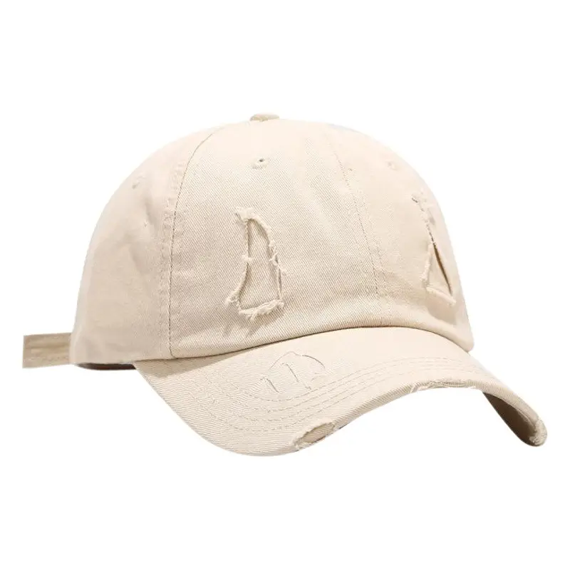 Men's Washed Baseball Cap Beige Retro Korean Style