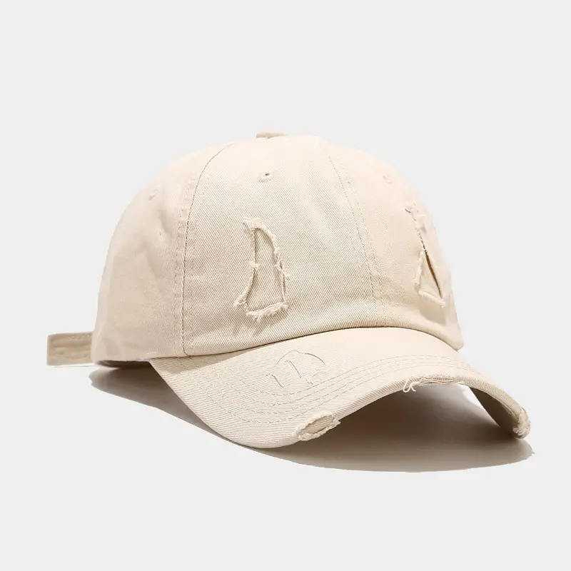 Men's Washed Baseball Cap Beige Retro Korean Style - Image 9