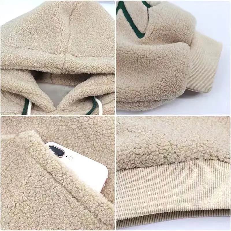 Lamb Wool Hooded Coat Women Loose Winter Embroidered - Image 4