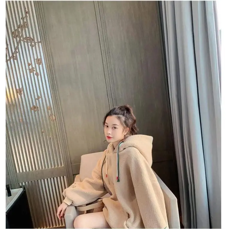 Lamb Wool Hooded Coat Women Loose Winter Embroidered — feature 15