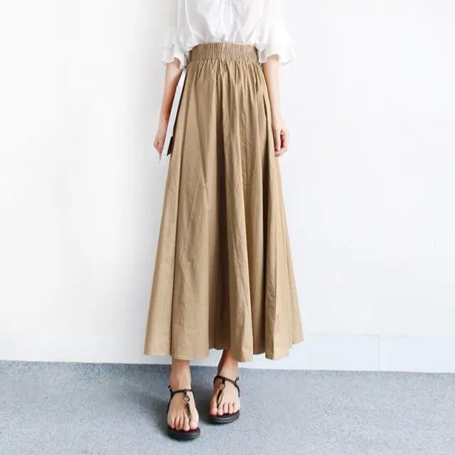 Japanese Style A-Line Skirt Plus Size Brown - Image 3