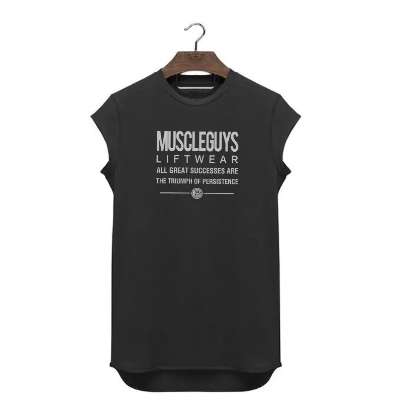 Men Slim Fit Cotton Gym T-Shirt White Muscle Print