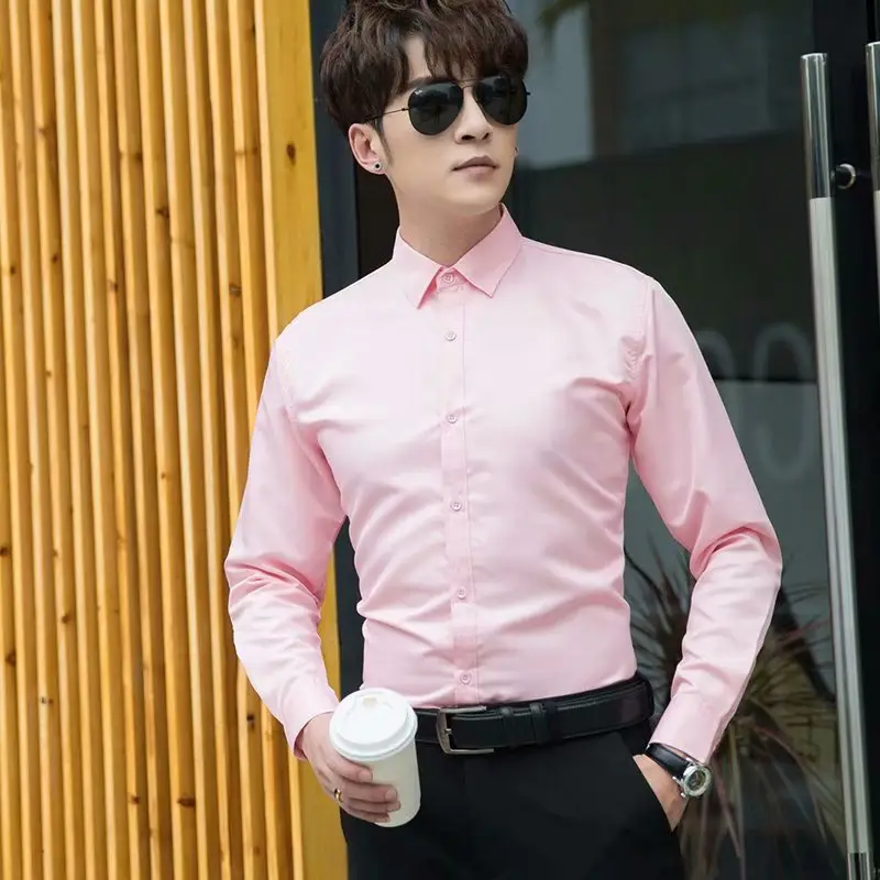 Men's Long Sleeve Slim Fit Shirt Black Professional Casual