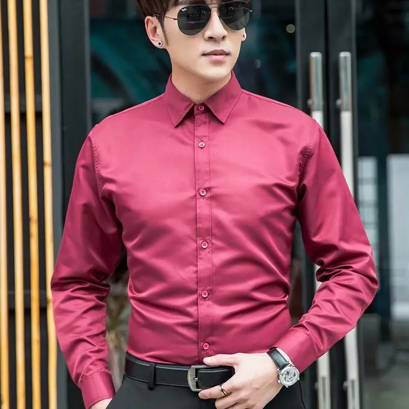 Men's Long Sleeve Slim Fit Shirt Black Professional Casual