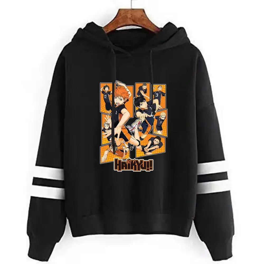 Black Cross-Body Graphic Hoodie Sweatshirt for Men - Image 7