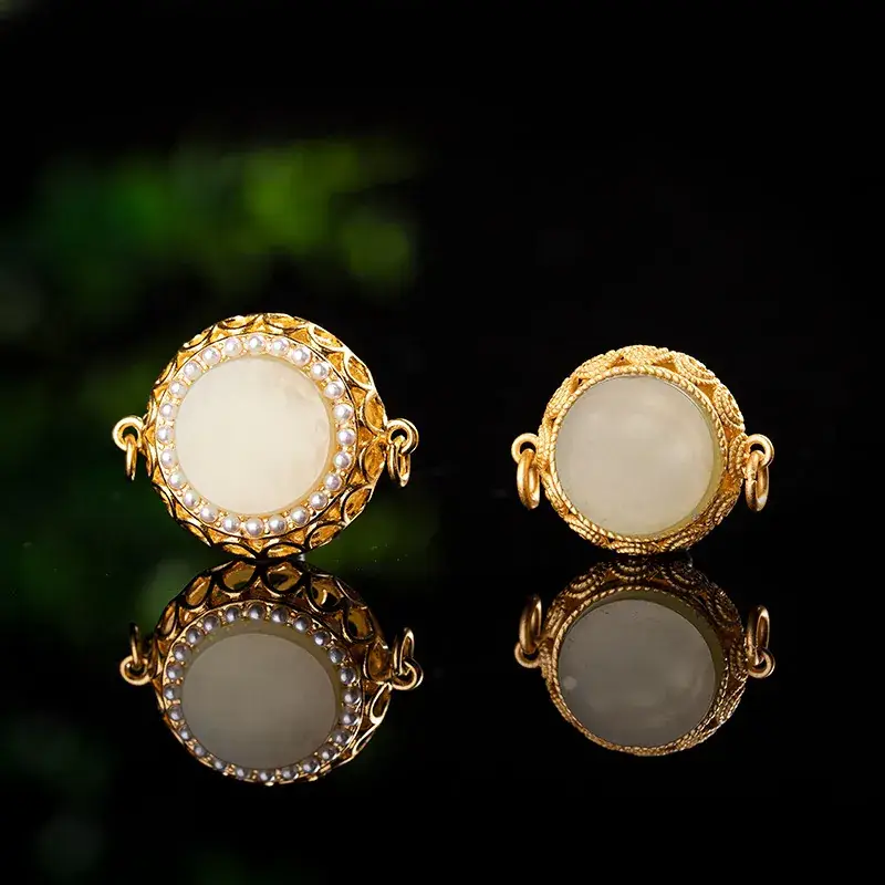 Gold Inlaid Hetian Jade Binaural Bracelet Set - Image 5