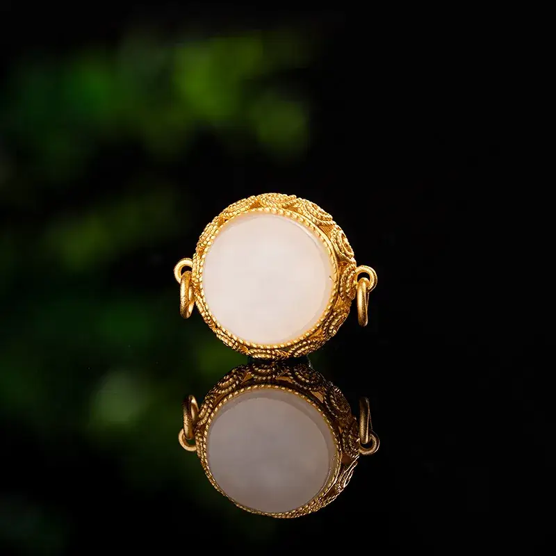 Gold Inlaid Hetian Jade Binaural Bracelet Set - Image 3