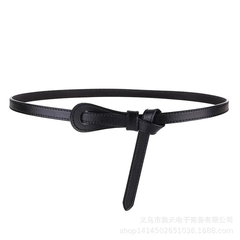 Red No-Hole Knot Leather Belt for Women - Image 2