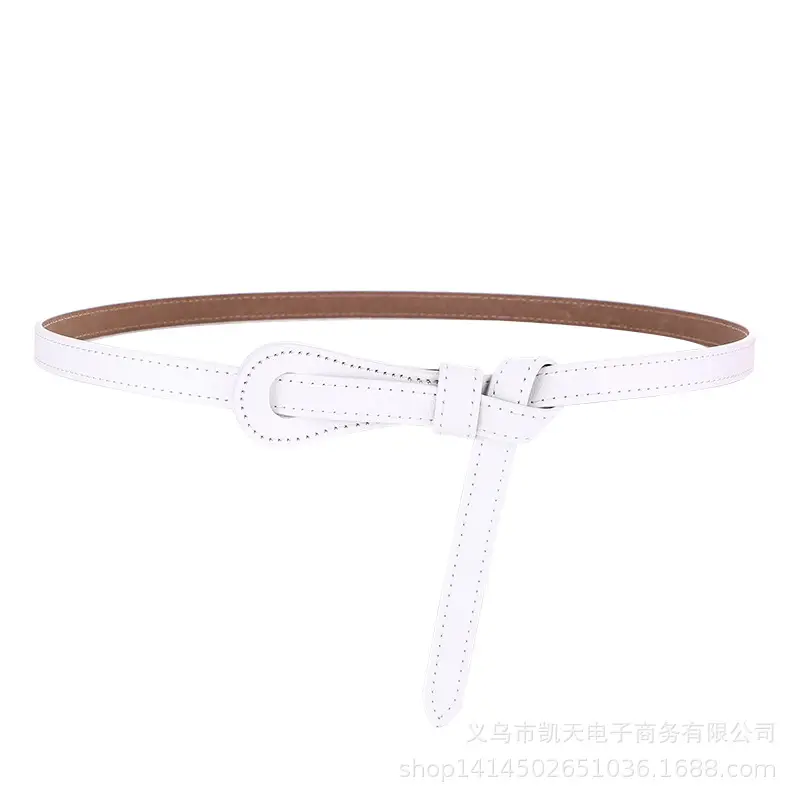 Red No-Hole Knot Leather Belt for Women - Image 3