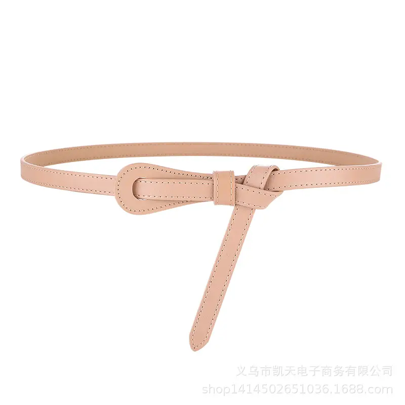 Red No-Hole Knot Leather Belt for Women - Image 6
