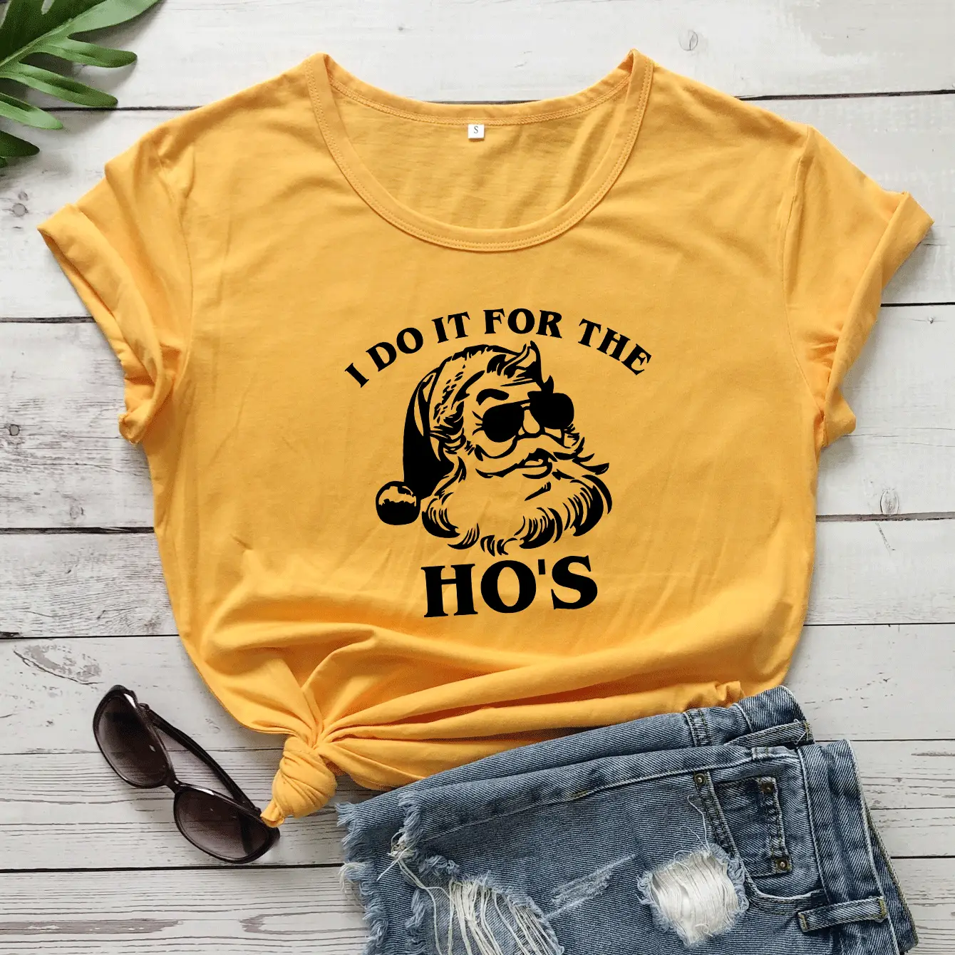 Christmas T-Shirt Santa Claus I Do It for the Hos White - Image 10