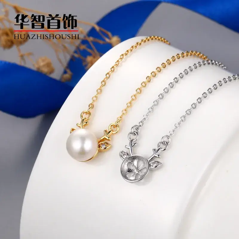 Gold Pearl Flower Necklace for Women