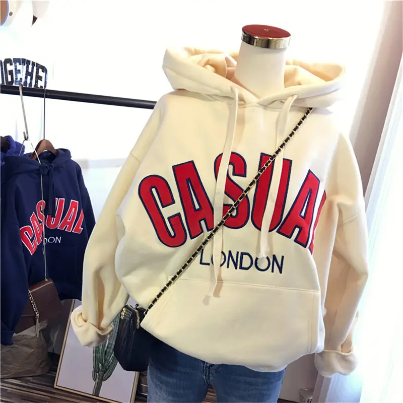 Women's Cream Velvet Hoodie with "CASIA" Print — feature 5