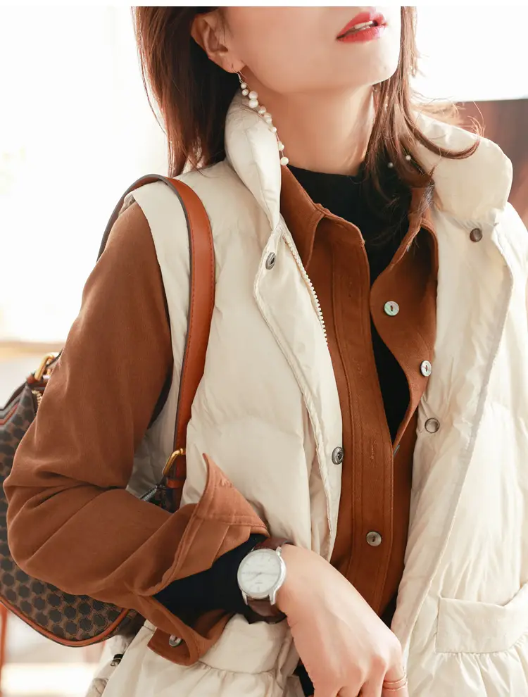 Women Brushed Slimming Long Sleeve Shirt Cream Winter Layering — feature 14