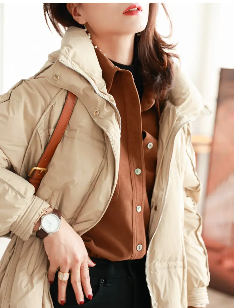 Women Brushed Slimming Long Sleeve Shirt Cream Winter Layering — feature 21