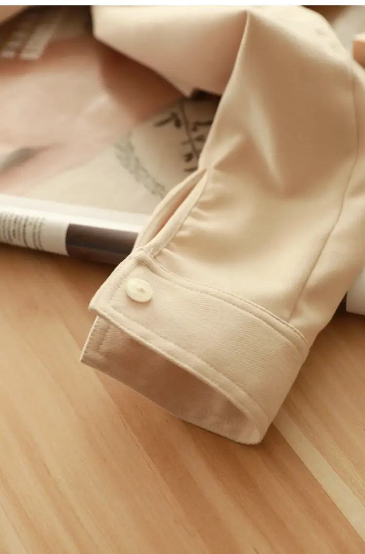 Women Brushed Slimming Long Sleeve Shirt Cream Winter Layering — feature 33
