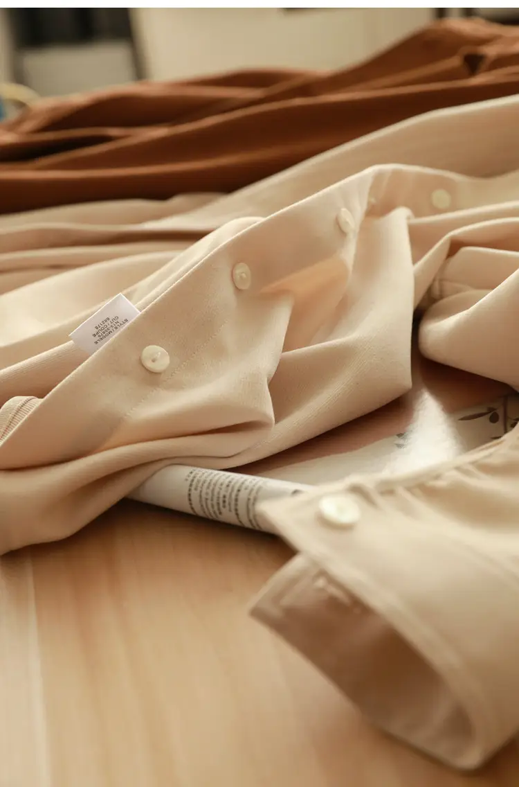 Women Brushed Slimming Long Sleeve Shirt Cream Winter Layering — feature 34