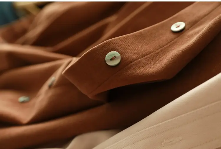 Women Brushed Slimming Long Sleeve Shirt Cream Winter Layering — feature 5