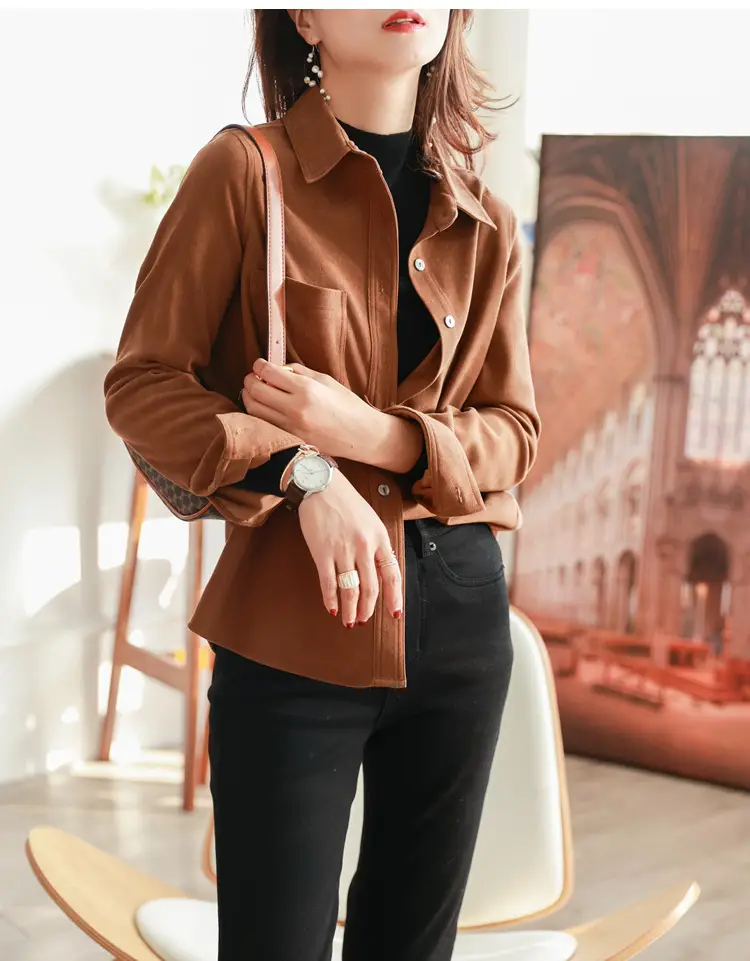 Women Brushed Slimming Long Sleeve Shirt Cream Winter Layering — feature 9