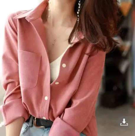 Women Brushed Slimming Long Sleeve Shirt Cream Winter Layering - Image 3