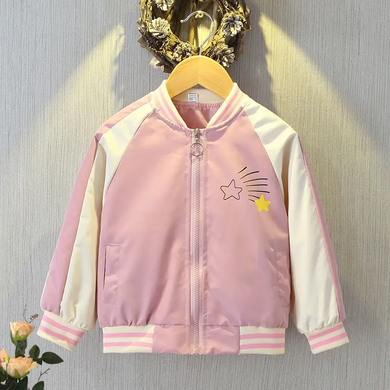Girls Cartoon Jacket Pink White 3Yr Baseball Suit - Image 5