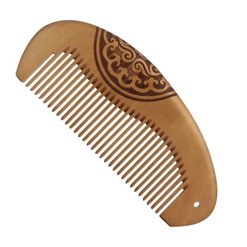 Peach Wood Double-Sided Hair Comb for Girls - Image 11