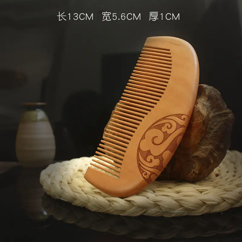 Peach Wood Double-Sided Hair Comb for Girls - Image 3