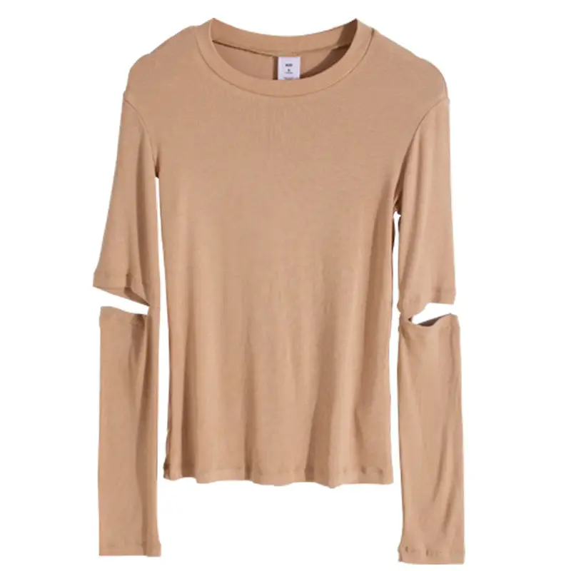 Olive Green Long Sleeve Slim Fit T-Shirt for Women - Image 8
