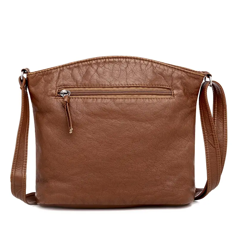 Black Leather Shoulder Bag for Women Retro Multi Compartment - Image 6