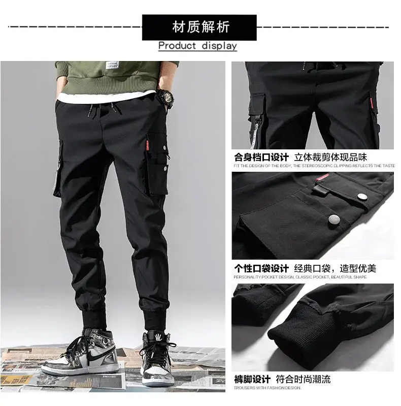 Men Slim Fit Casual Pants Grey 2024 Spring Summer — feature 4