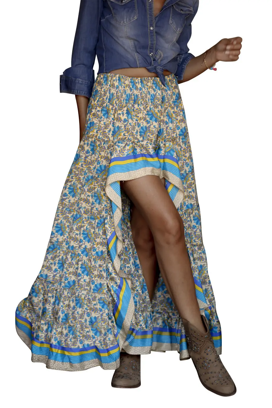 Women's Printed High Waist Long Skirt Set — feature 16