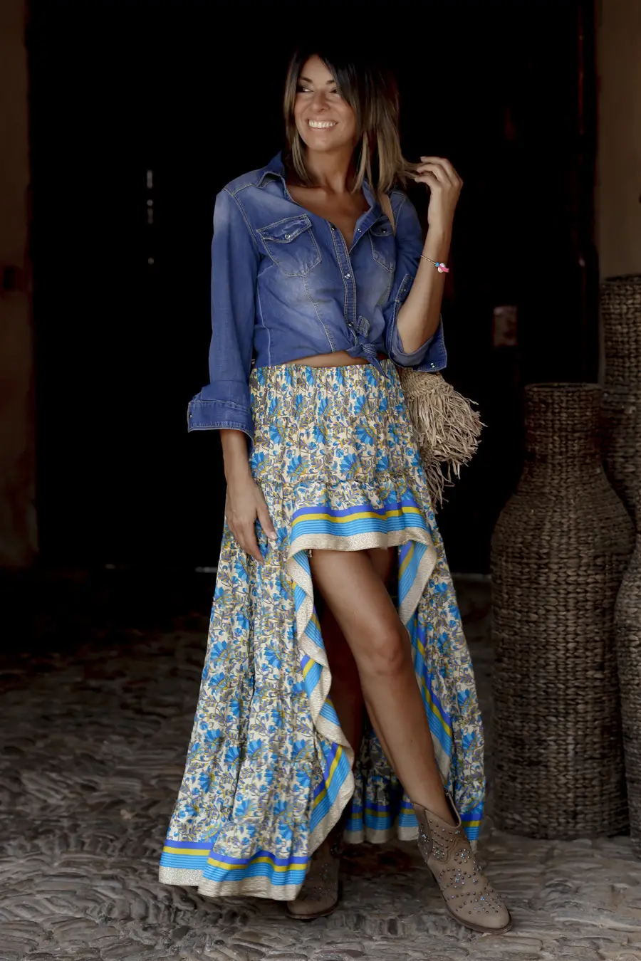 Women's Printed High Waist Long Skirt Set — feature 7