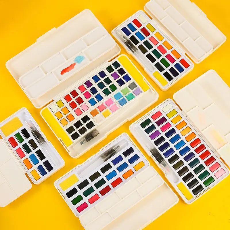 Color box solid watercolor beginner solid gouache watercolor paint powder set solid watercolor painting solid watercolor