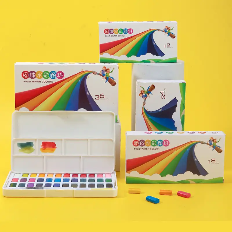 Color box solid watercolor beginner solid gouache watercolor paint powder set solid watercolor painting solid watercolor