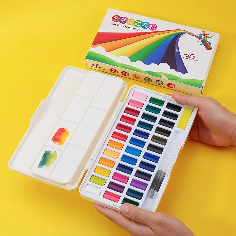 Color box solid watercolor beginner solid gouache watercolor paint powder set solid watercolor painting solid watercolor