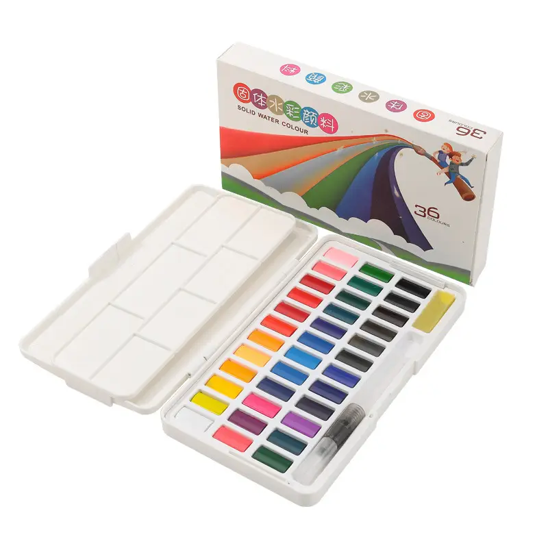 Color box solid watercolor beginner solid gouache watercolor paint powder set solid watercolor painting solid watercolor