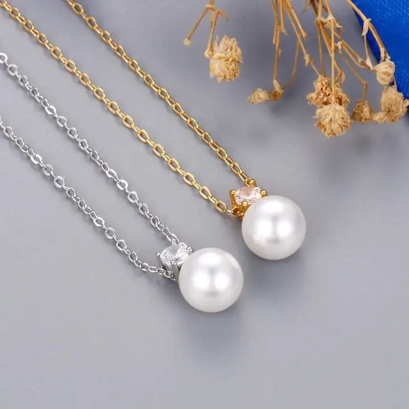 Gold Pearl Zircon Clavicle Necklace for Women - Image 6