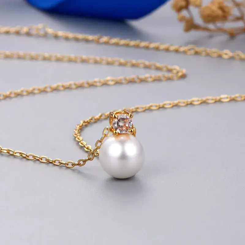 Gold Pearl Zircon Clavicle Necklace for Women - Image 7