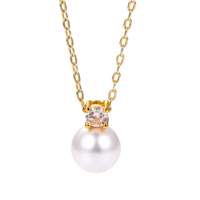 Gold Pearl Zircon Clavicle Necklace for Women - Image 9