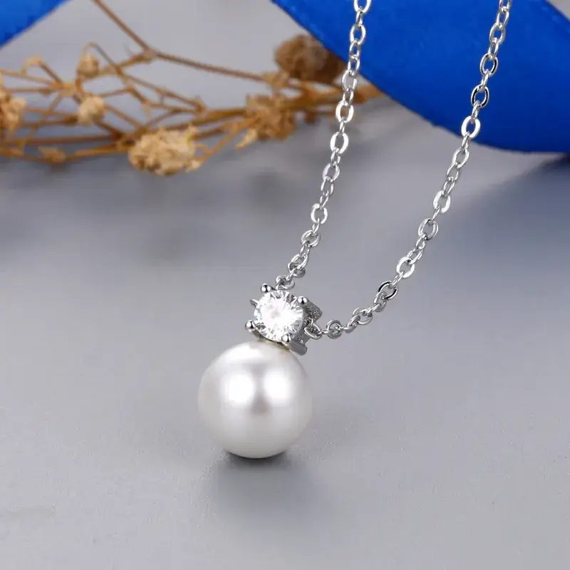 Gold Pearl Zircon Clavicle Necklace for Women - Image 3