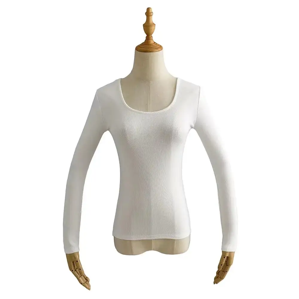 Women Grey Elastic Slim Long Sleeve T-Shirt — feature 13