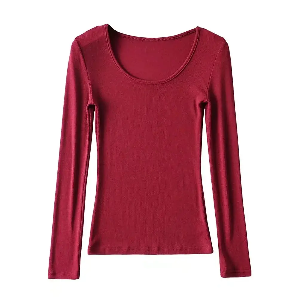 Women Grey Elastic Slim Long Sleeve T-Shirt — feature 25
