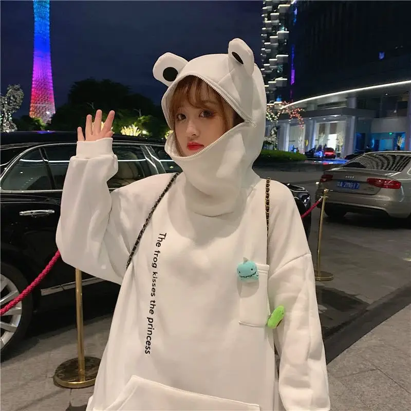 Women Korean Style Fleece Lined Hoodie Black — feature 25