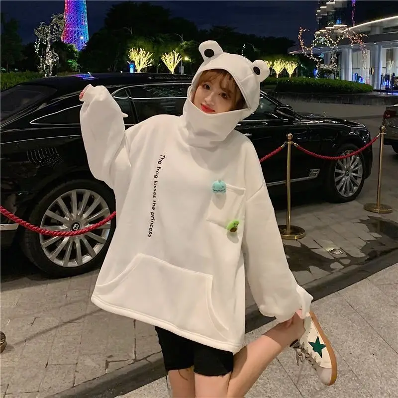 Women Korean Style Fleece Lined Hoodie Black — feature 26