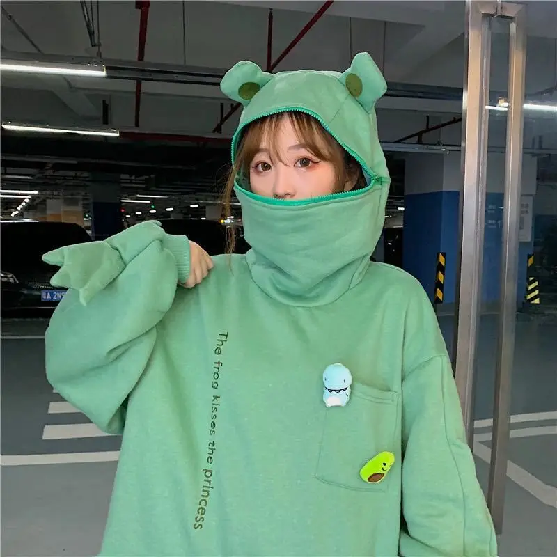 Women Korean Style Fleece Lined Hoodie Black — feature 46
