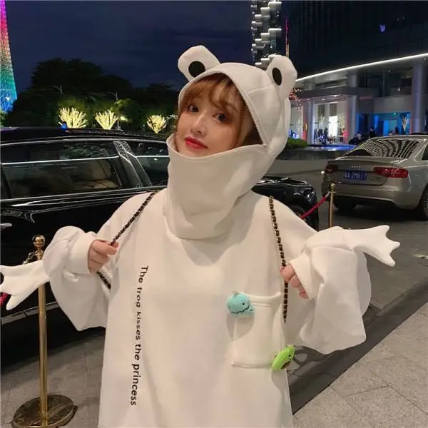 Women Korean Style Fleece Lined Hoodie Black - Image 3