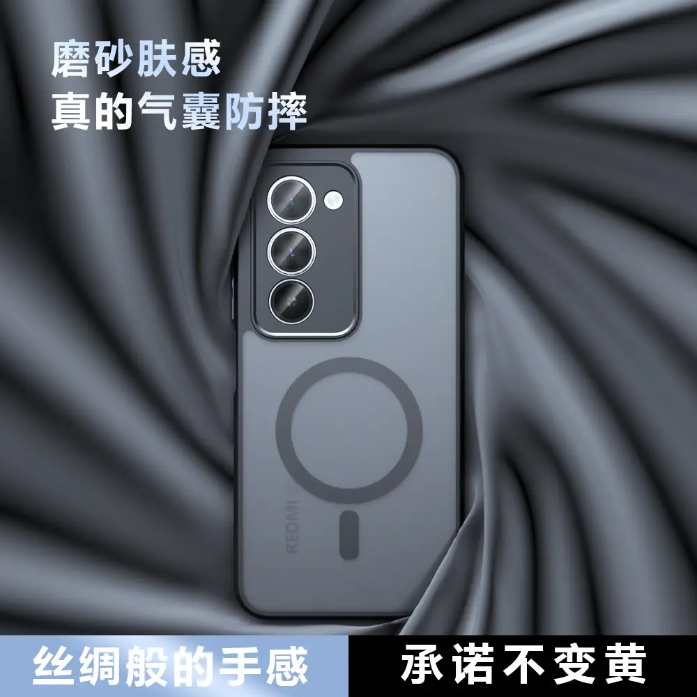 Magnetic Phone Case for Xiaomi Redmi 15 Grey Matte Anti Drop - Image 4