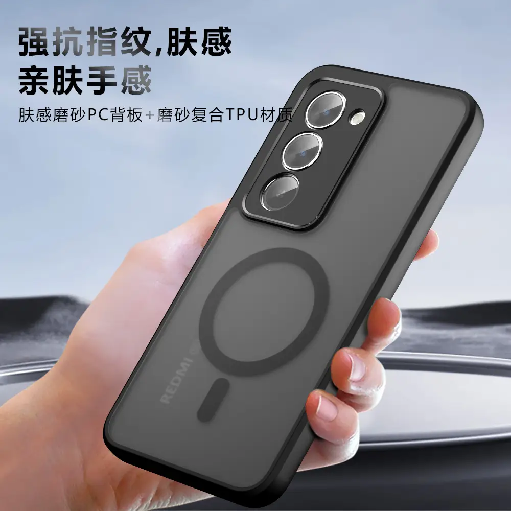 Magnetic Phone Case for Xiaomi Redmi 15 Grey Matte Anti Drop - Image 5